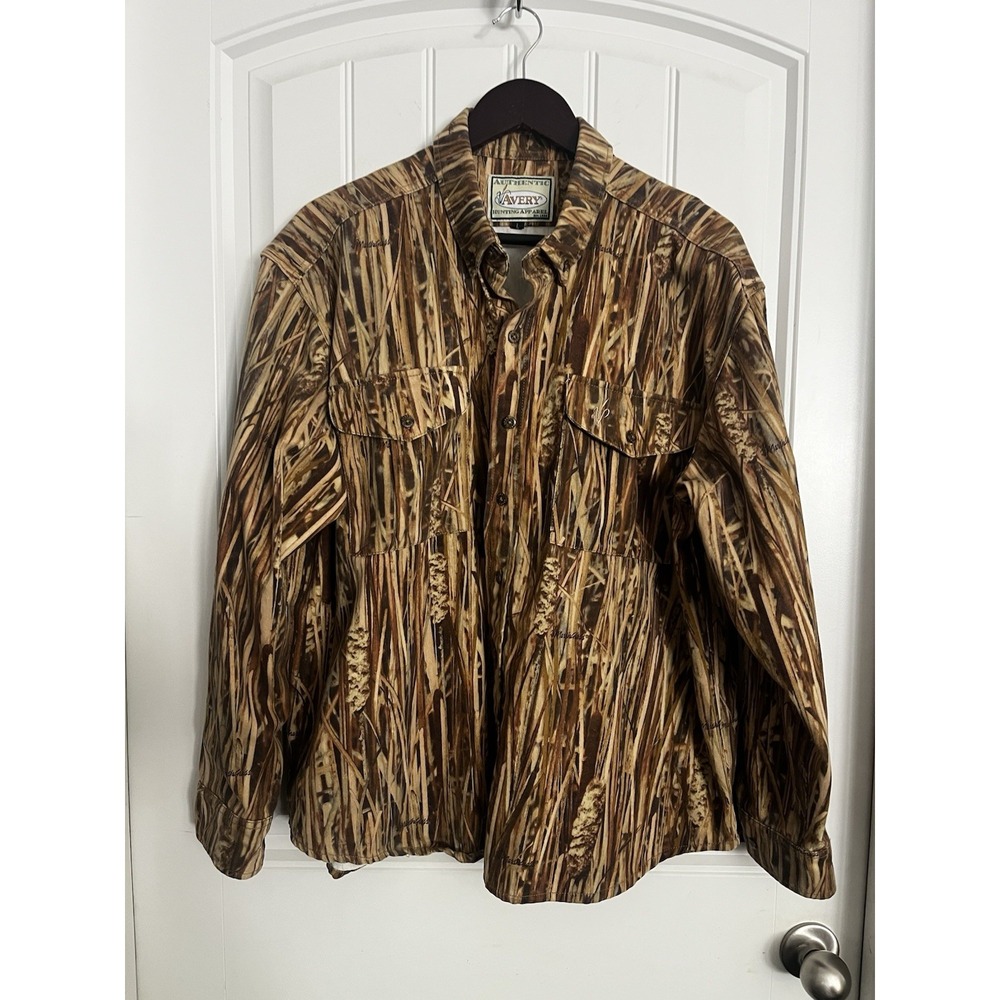 Avery Hunting Shirt Duck Grass Camo Heavyweight Flannel Men's Large 664